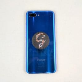 Rhinestone Initial Phone Grip (Black)