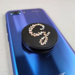 Rhinestone Initial Phone Grip (Black)