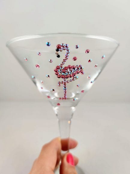 Sparkle flamingo glass