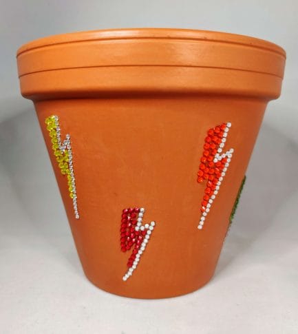 Lightning Bolt Rhinestone Plant Pot