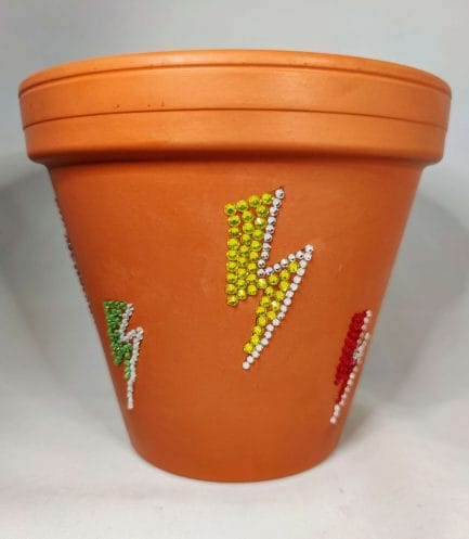 Lightning Bolt Rhinestone Plant Pot