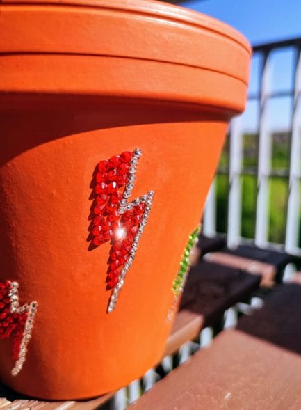 Lightning Bolt Rhinestone Plant Pot