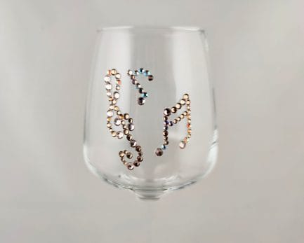 Rhinestoned Music Glass