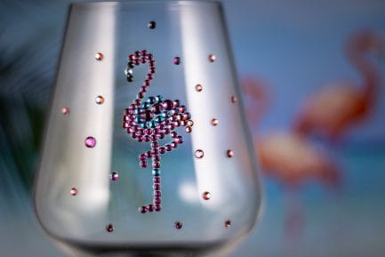 Sparkle flamingo glass