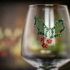 Rhinestoned Holly Glass